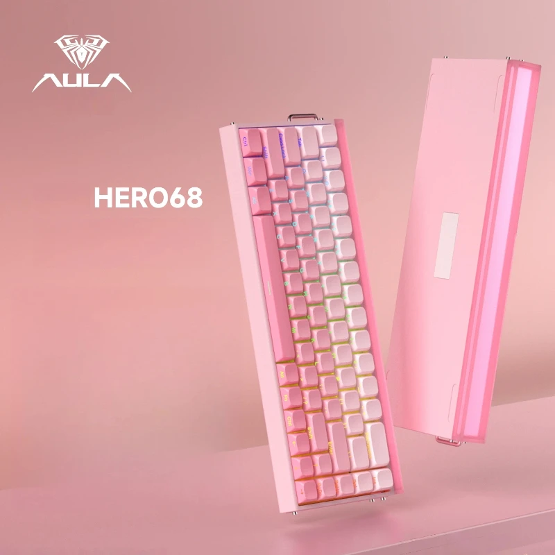 

Aula Hero68he High Performance Mechanical Gaming Keyboard Magnetic Axis Universal Rt0.01 Wired Light Box For Computer And Office