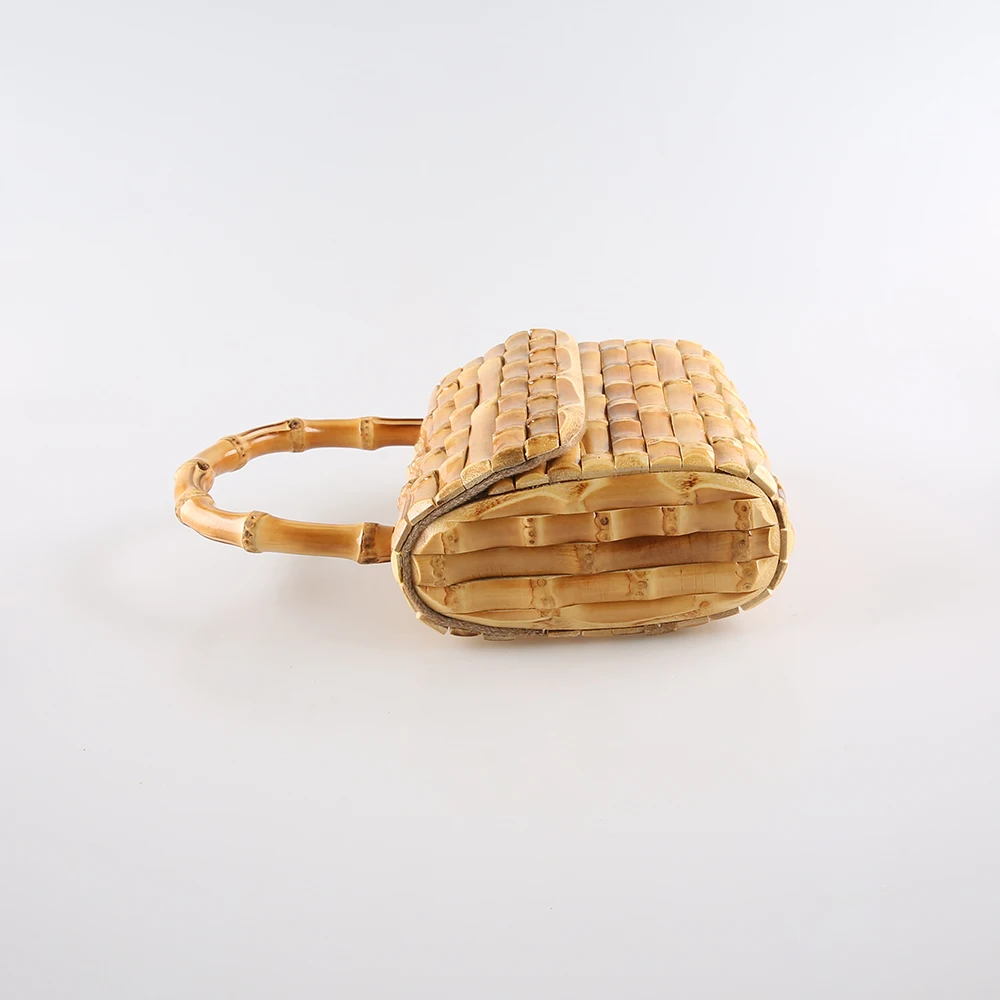 Bamboo Woven Tote Evening Bag Purse Fashion Luxury Handmade Bamboo Root Whip Weaving Handbag for Apple iPhone 13 Mobile Phone