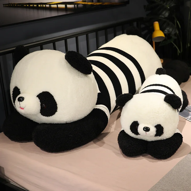 90 cm Kawaii Streak Panda Peluche Farcito Foresta Animale Morbido Orso Bambole Giocattoli Animali Cuscino Compleanno Ragazzi Ragazze Regali