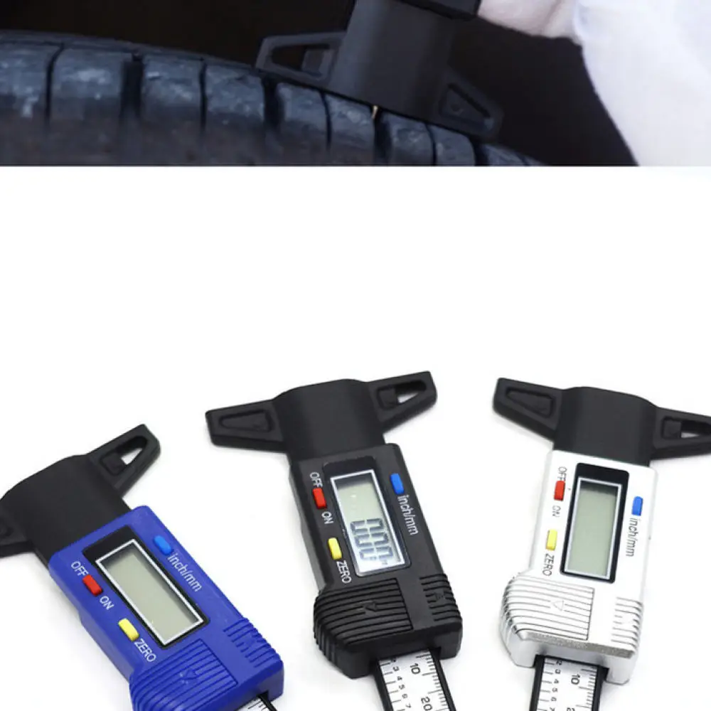 Professional Digital Tyre Depth Gauge Automotive Tire Wear Indicator Accurate Measurement Tool Metal Head For Vehicle Safety