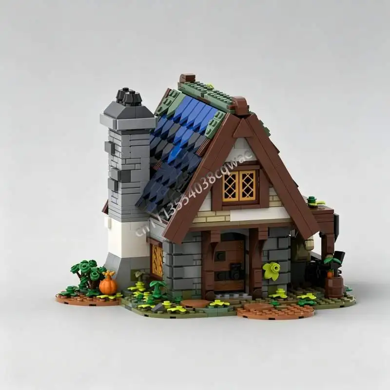 NEw 1018PCS Medieval Knight's Cottage Castle Building Blocks MOC Architecture Model DIY Creative Assembly Educational Toy Gifts