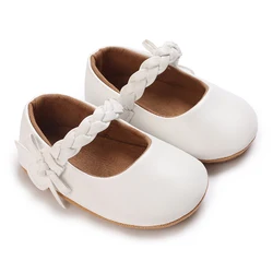 BwQeuewll Baby Girls Shoes Soft Sole PU Leather Cute Bow Crib Shoes Non-slip Flats Toddler Shoes For 0-18 Months