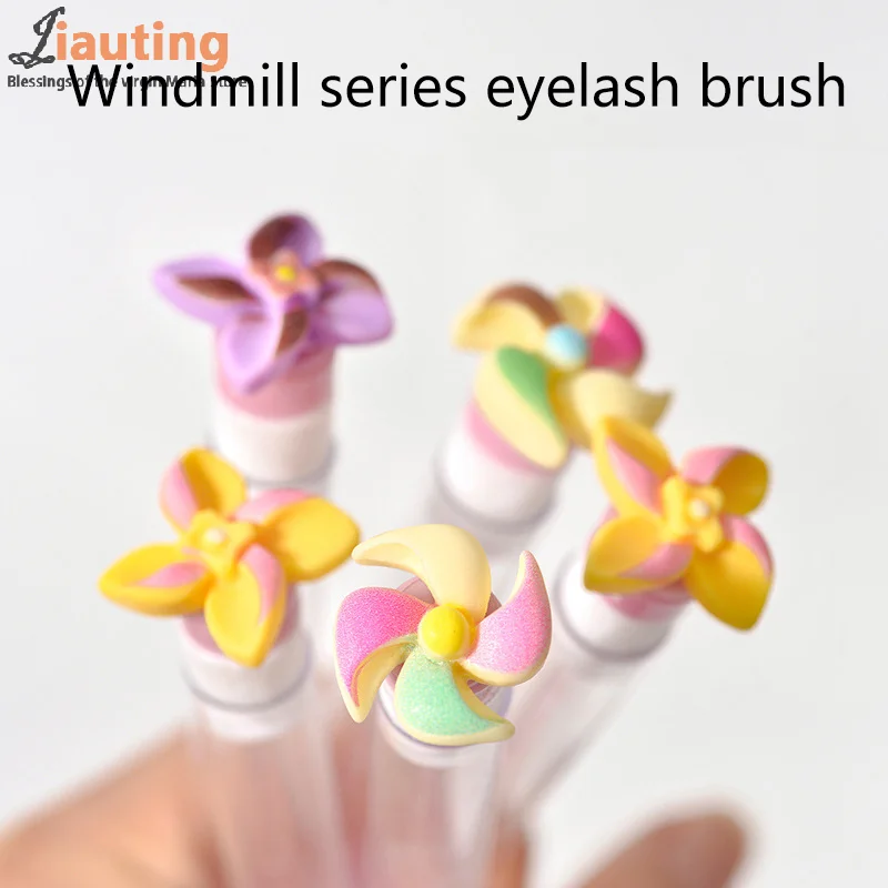 1Pcs Rotatable Windmill Reusable Eyelash Brush Tube Plastic Portable Mini Lash Comb Container Glitter Mascara Wand Makeup Tool