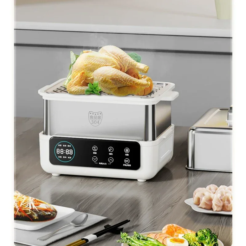 Stainless Steel Electric Steamer Multi-Layer Large Capacity Steam Breakfast Machine Steam Box Steamer All-in-One Pot