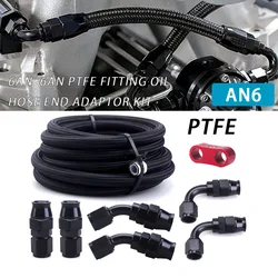 Fitting Adapter AN6 Hose Braided PTFE Brake Hose Fuel Oil Line Kit 3m/10ft Oil Cooler Car Hose Pipe Hose with 7pcs Hose Fitting