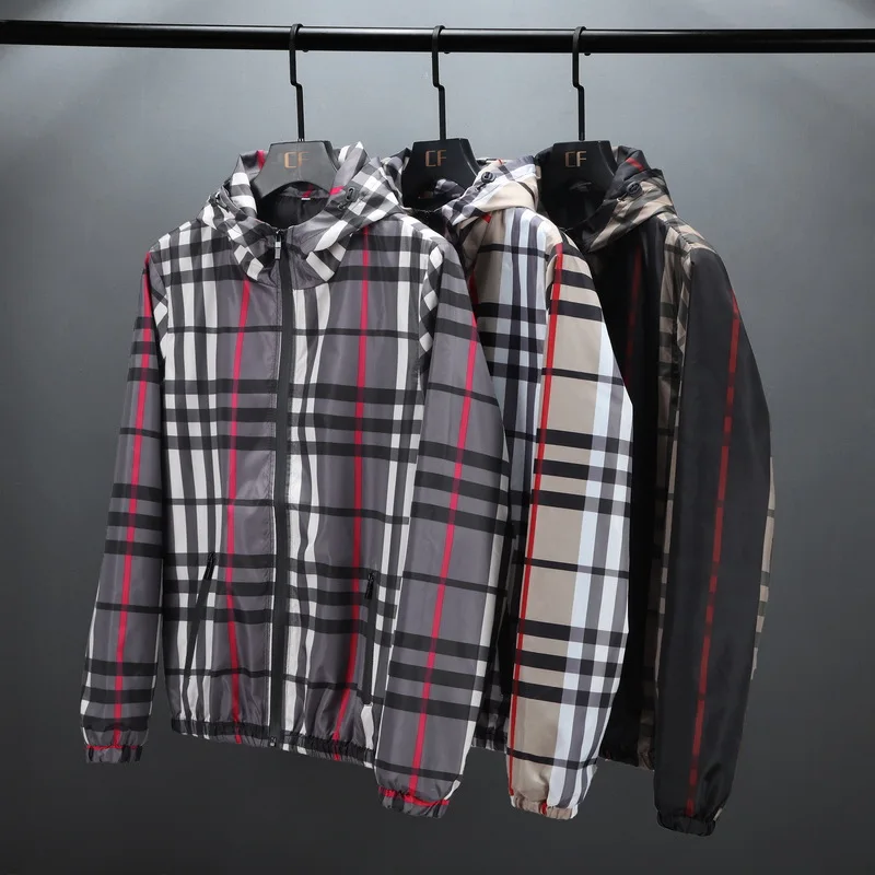 Jacket Men spring and fall new Korean version of the trend slim-fit hoodie with spring men's plaid coat mens jacket  streetwear