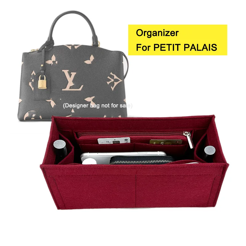 Purse Organizer Insert, Felt Bag Organizer with Zipper, Handbag & Tote Shaper, For Petit Palais