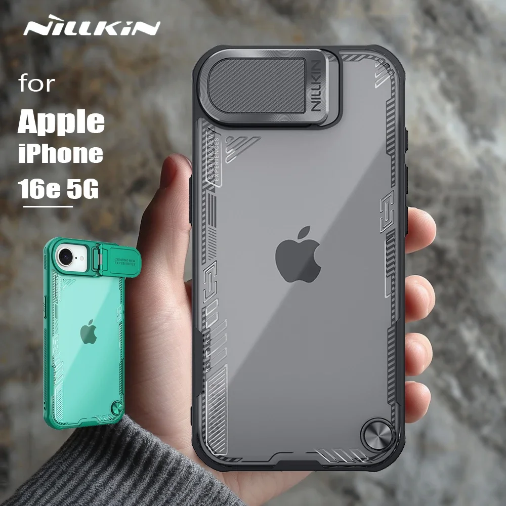 

NILLKIN for iPhone 16e Case iceblade Prop Lens Ultra-Thin clear transparent Camera Stand Protection Back Cover