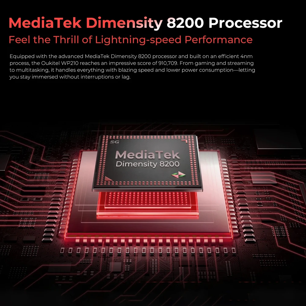 OUKITEL WP210 5G Rugged Smartphone Android 15 MTK 8200 6.7 Inch 12GB RAM 512GB ROM Mobile Phones 108MP 8800mAh 45W Cellphone NFC