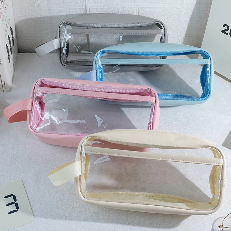 Transparent Pencil Case Korean Stationery Pen Case Estuche Escolar Large Capacity Pencil Box Kalemlik School Supplies Pencilcase