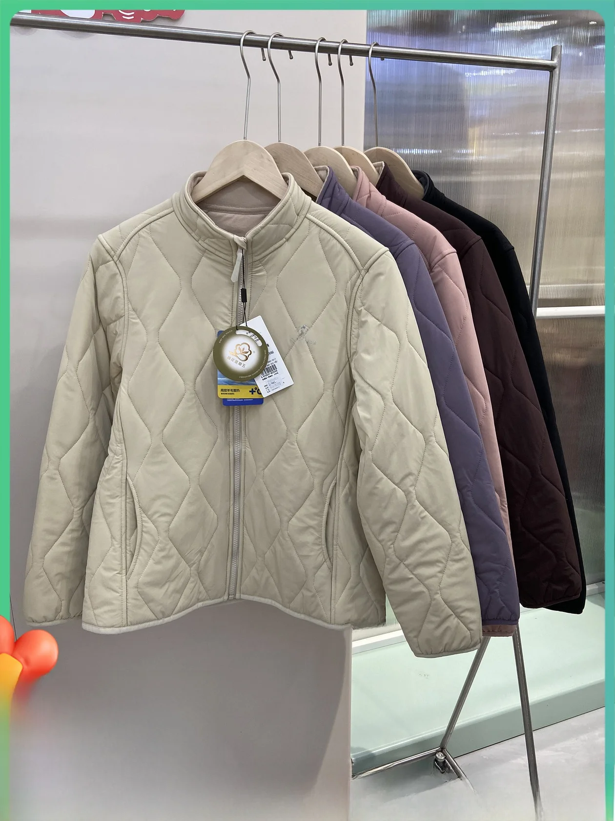 

Thiened Woolen Cotton Jaet Women's Autumn Winter Coat Stand Collar Quilted Outerwear Top Zipper Closure ort Sle