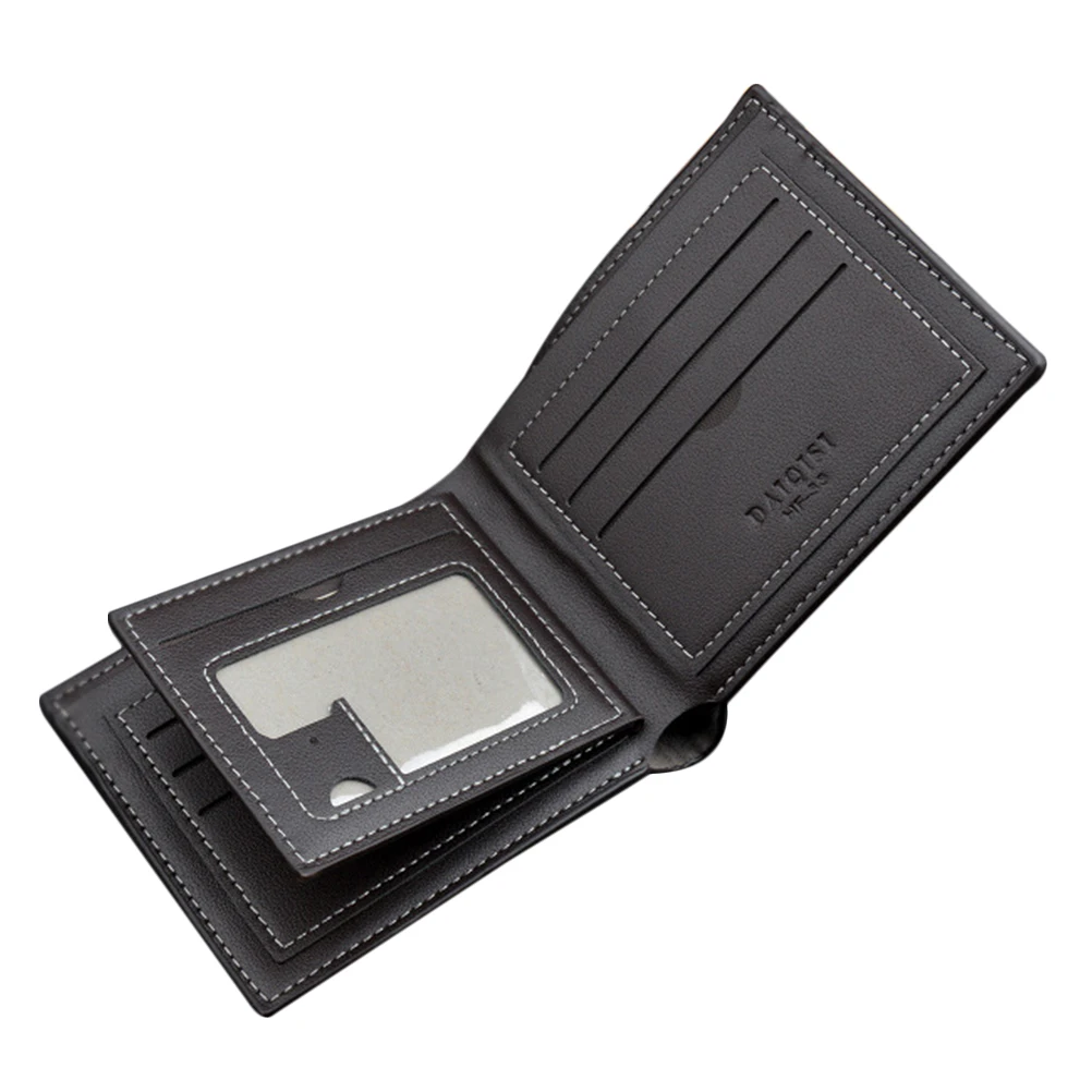 

PU Wallet Retro Style Multi Pocket Billfold with Zippered Coin Compartment Holder for Men Business Gift