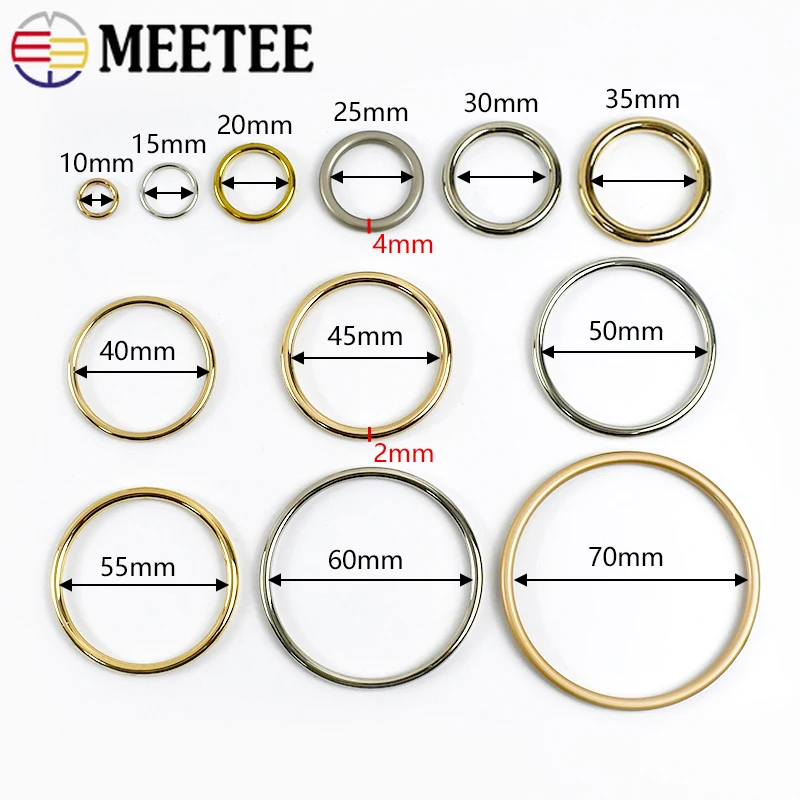 10Pcs 10-70mm Metal O Rings Buckles Circle Connection Hook DIY Bag Strap Ring Buckle Belt Dog Collar Decoration Accessories