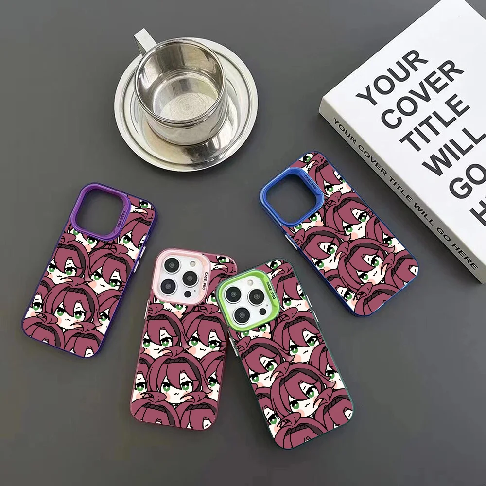 Cute Genshin Impacts Phone Case IMD Color Silver Shell For IPhone 16 15 14 13 12 Pro Max Plus