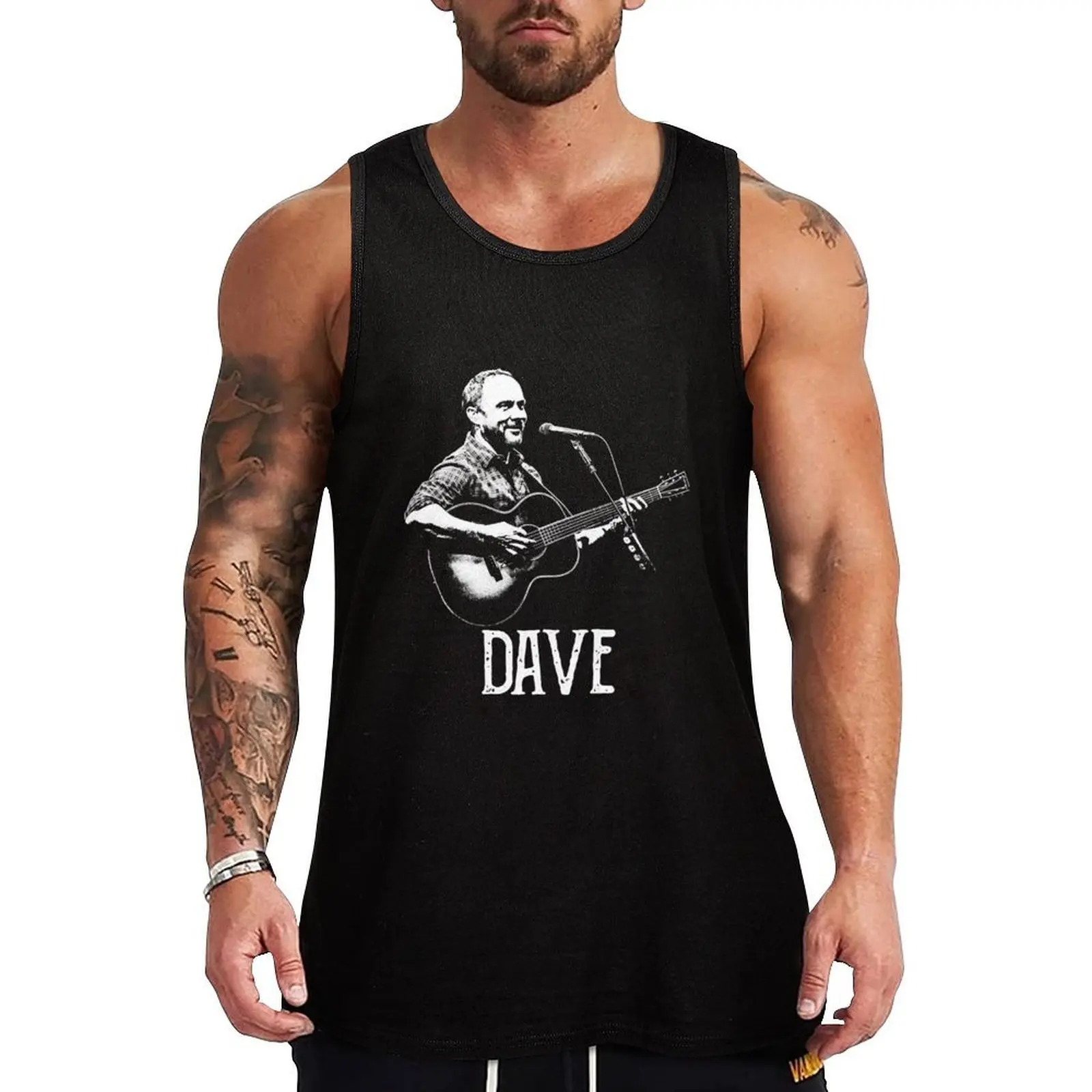 Retro Vintage Dave The White Stencil Retro Wave Tank Top Creative Graphic Tank Top Art Print Sleeveless Shirt