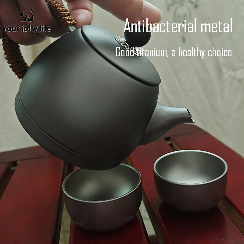 320ml Mini Pure Titanium Teapot/KETTLE Set,Single-layer,Antibacterial,High-grade Business Gifts,Home And Outdoor Travel Tea Set