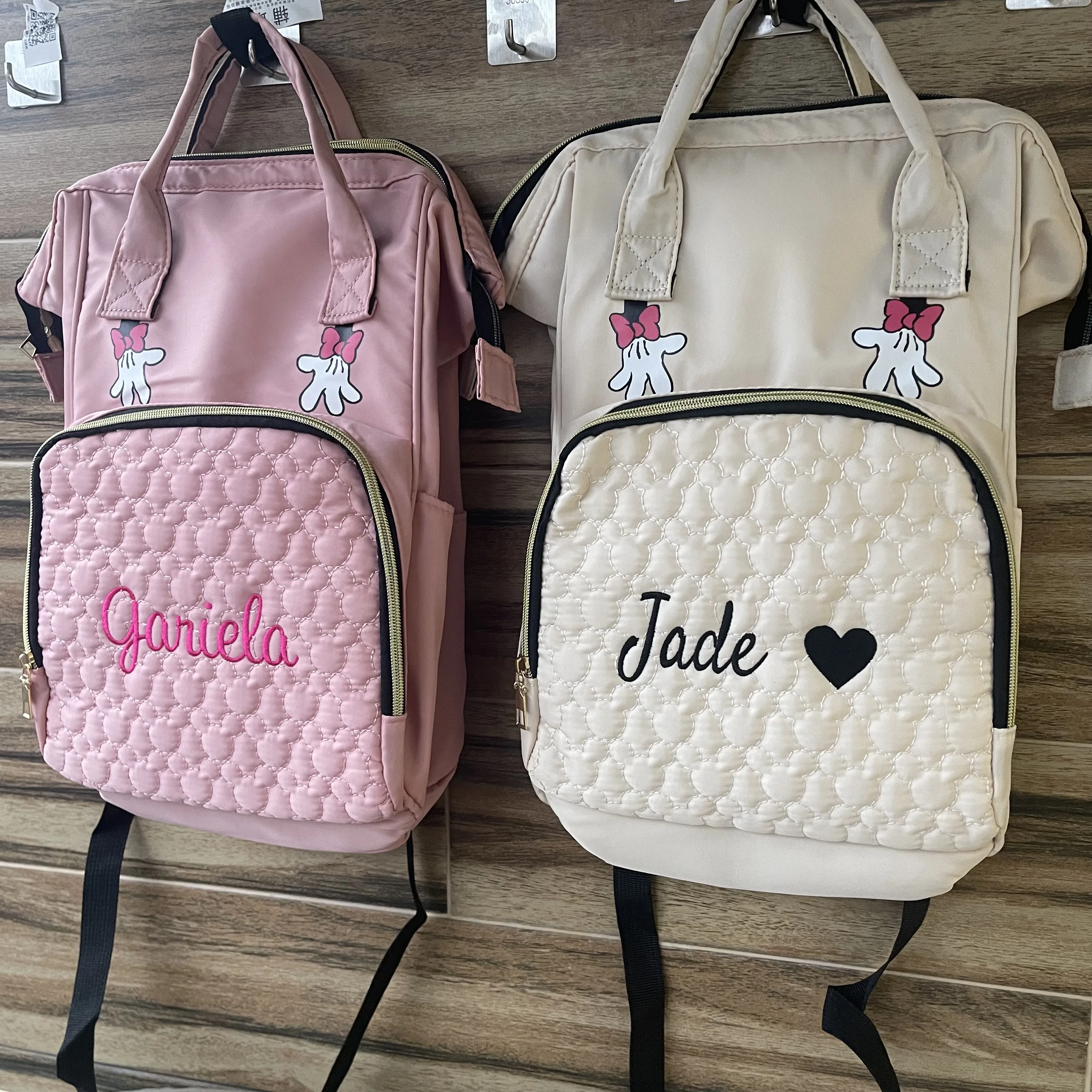 Personalized Name Portable Mommy Bag Outdoor Large Capacity Multi Functional Mother's Backpack Custom Embroidered Women Tote Bag