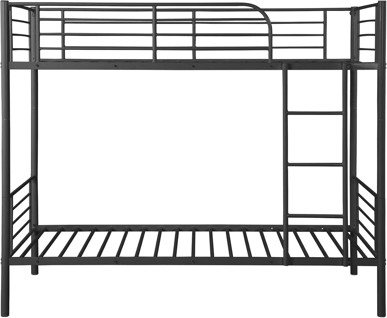 Steel Bunk Bed Twin Over Twin, Modern Metal Bed Frame 550 lb Heavy Duty with Stairs Side Guard Rails 10.8 inch Storage S