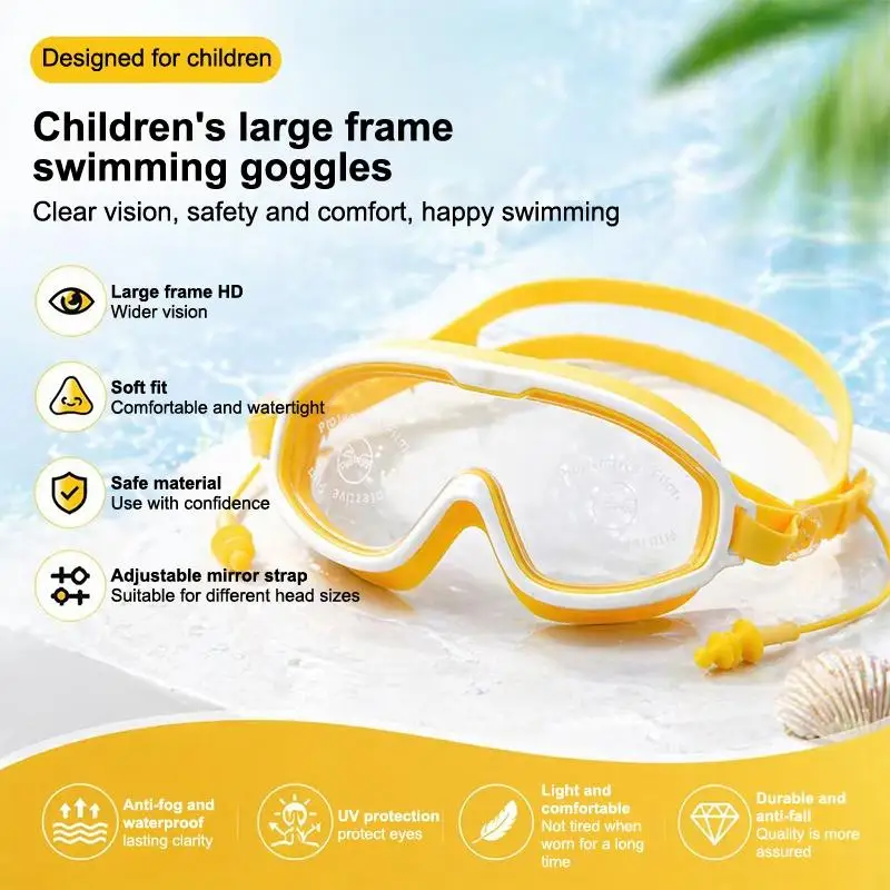 B*1PCS Kids Swimming Goggles Big Frame View Anti-fog Waterproof Children's Swim Goggles Boys And Girls Multi-color To Choose view 2