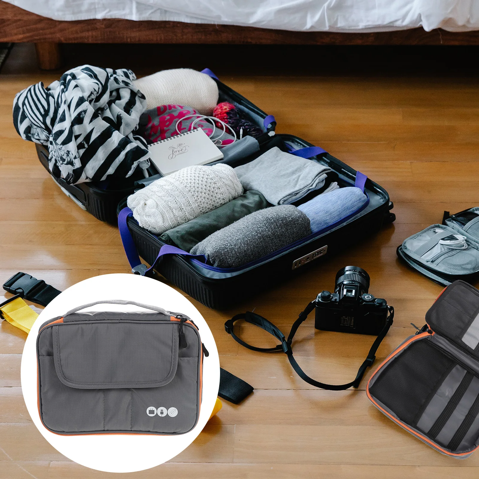 

Digital Storage Bag Earphone Travel Wire Cord ganizer Polyester Portable Cable ganizer Storage Bag for Daily Life Electronics