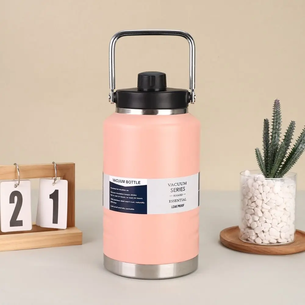 Versatile 2L Thermal Water Bottle Portable with Handle Coffee Travel Mug Large Capacity Leak-proof Drinks Bottle Outdoor