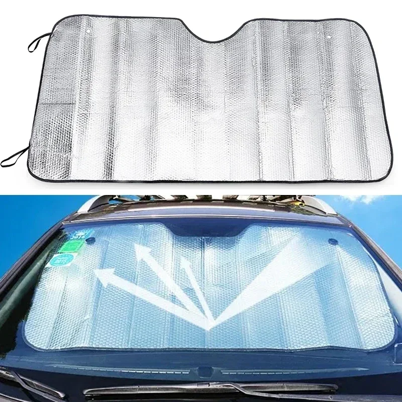 Parasol para ventana de coche de 140x70CM, protección Anti-UV para nieve y hielo, cubierta de bloque para parabrisas delantero y trasero, visera,