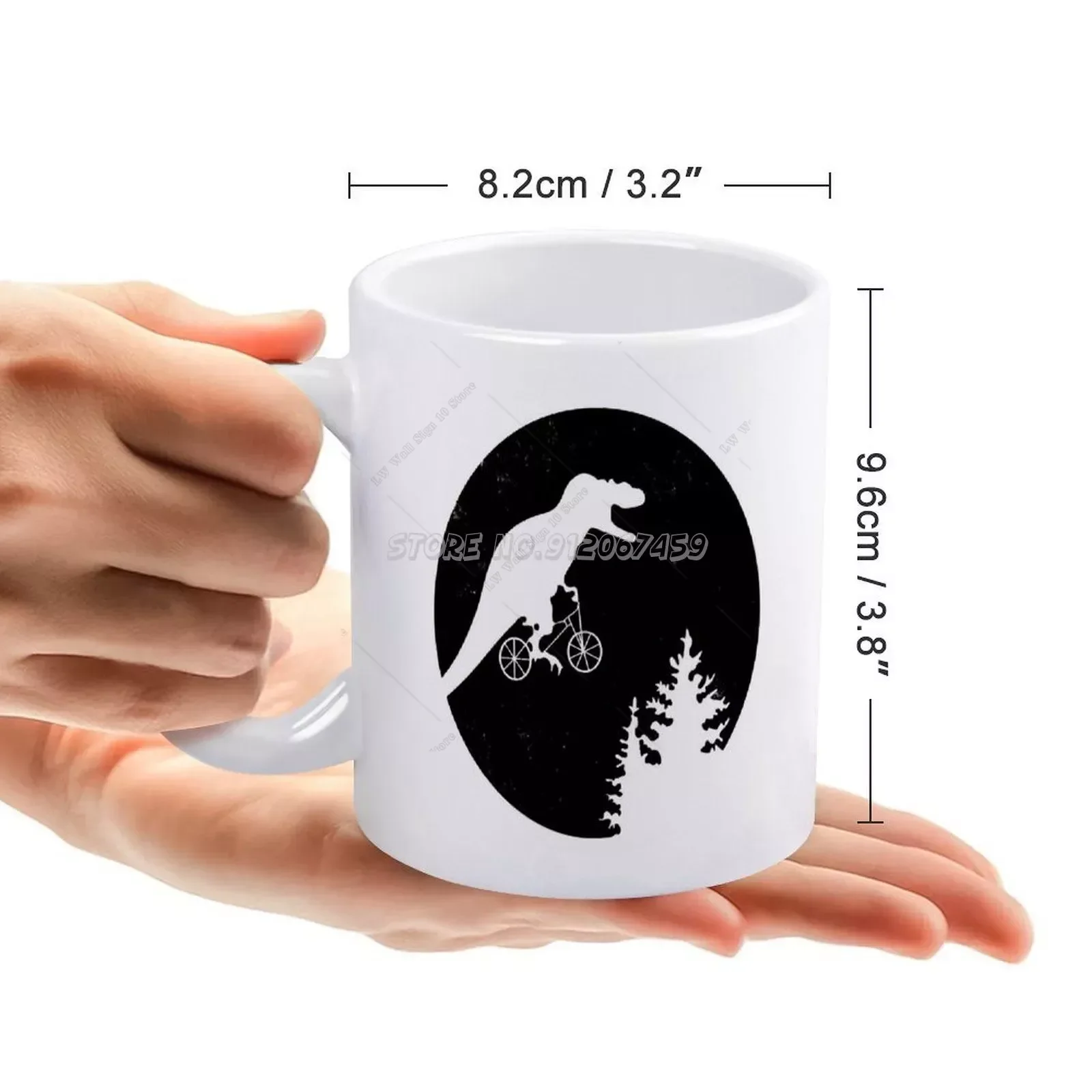 T Rex Moon Coffee Mugs Porcelain Mug Cafe Tea Milk Cups Drinkware Mugs for Fathers Day Gifts T Rex Moon Funny T Rex T Rex