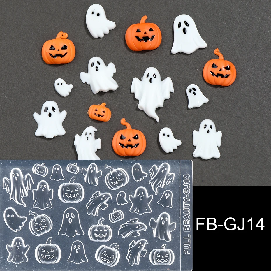 Kürbis-Geist 3D-Nagelanhänger Silikon-Nagelform Niedliche Cartoon-Halloween-Nagelkunstformen Nagelschmuckherstellung Maniküre-Dekorationen – Detail 7