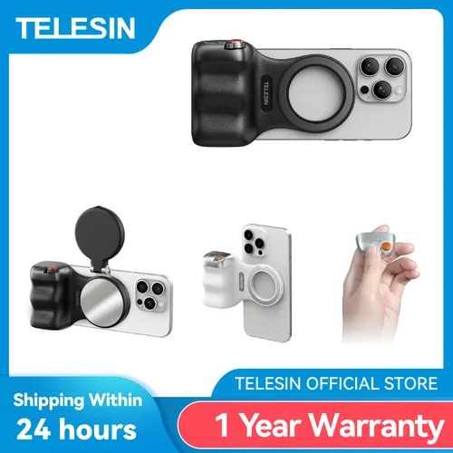 TELESIN Fun Shot Phone Cámara Shoot Hand Grip Soporte magnético para teléfono Ayuda de disparo Mango de control remoto para iPhone y Android