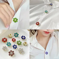 Luxury Round Flower Shape Cufflinks For Womens Rhinestones Encrusted Alloy Brass Buttons Covers Jewelry Accessories Party Gift