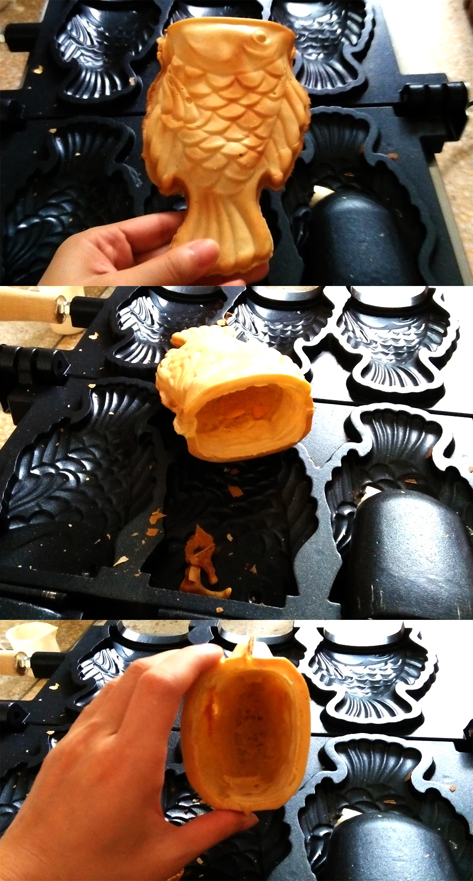 Gaufrier électrique à bouche ouverte, machine à glace Taiyaki, gaufrier de poisson, 110V, 220V, 6 pièces