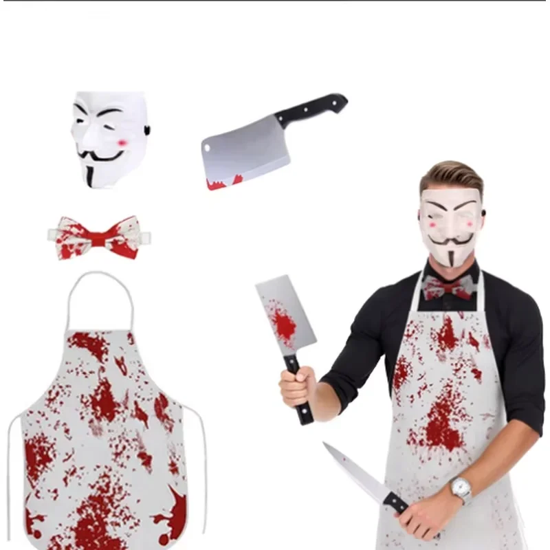 

PESENAR моделирование пятен крови + забавный реквизит Хэллоуин ужас набор мясника кровавый фартук кухонный нож Cos наряд