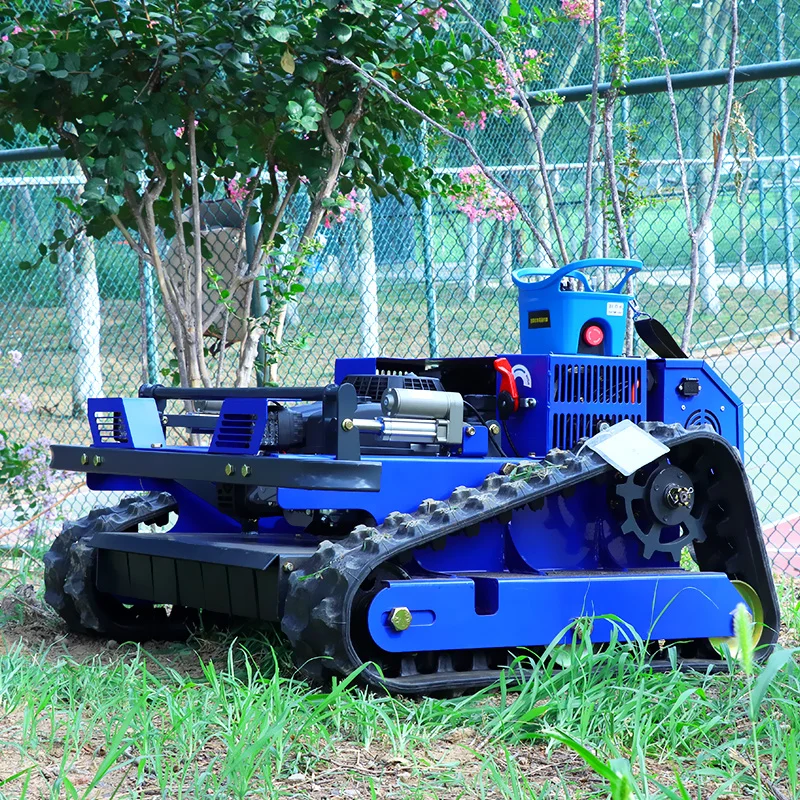 Maquinaria de jardín pequeña multifunción personalizada con cortacésped de granja con motor central, cortacésped sobre orugas con Control remoto