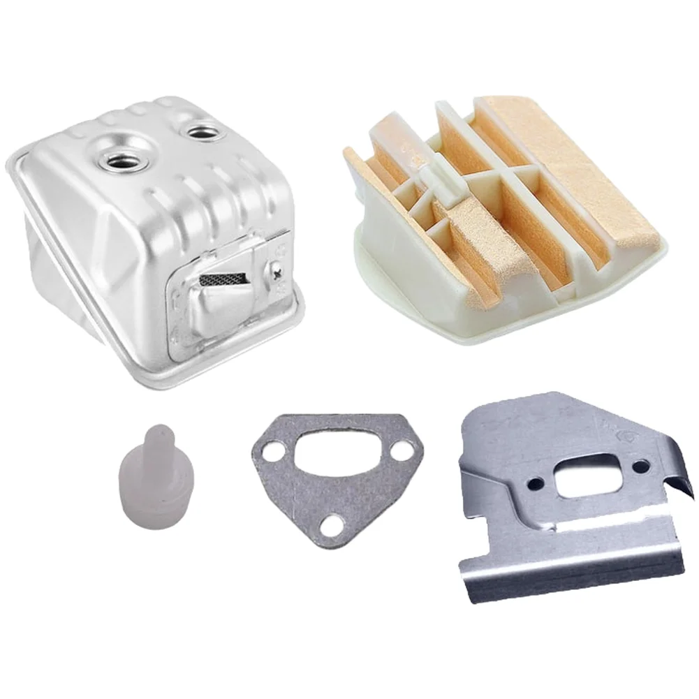 1 Piece Sturdy Iron Muffler Kit With Gasket For HUS445 HUS450 Chainsaw Engine System Repair Accessory