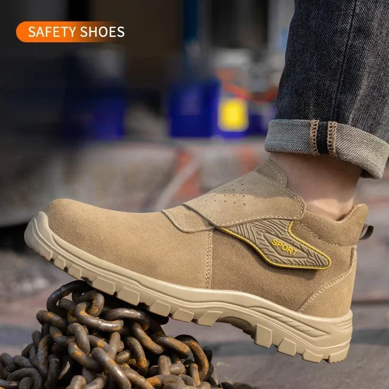 Anti Smashing and Anti Piercing Suede Safety Shoes Men's Steel Toe Cap Protection Work Shoes Fashion Platform Zapatillas Hombre