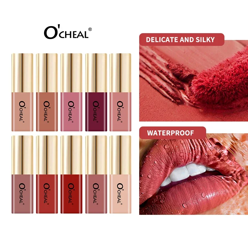 Mini 10 Color Liquid Lipstick Waterproof Long Lasting Velvet Matte Lip Gloss Non Stick Cup Nude/Purple/Pink Cosmetic Makeup