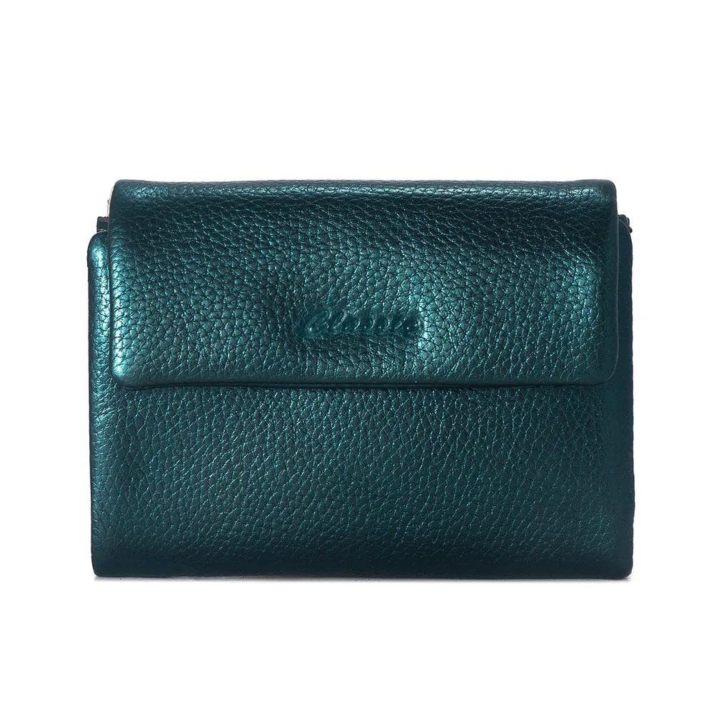 Dompet Kulit Asli Pendek Wanita Dompet Kulit Sapi Asli Lembut Modis Wanita Tas Clutch Kulit Sapi Tempat Kartu dengan Kotak Hadiah