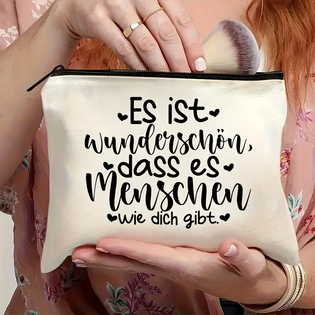 1pc German Quote Makeup Bag 