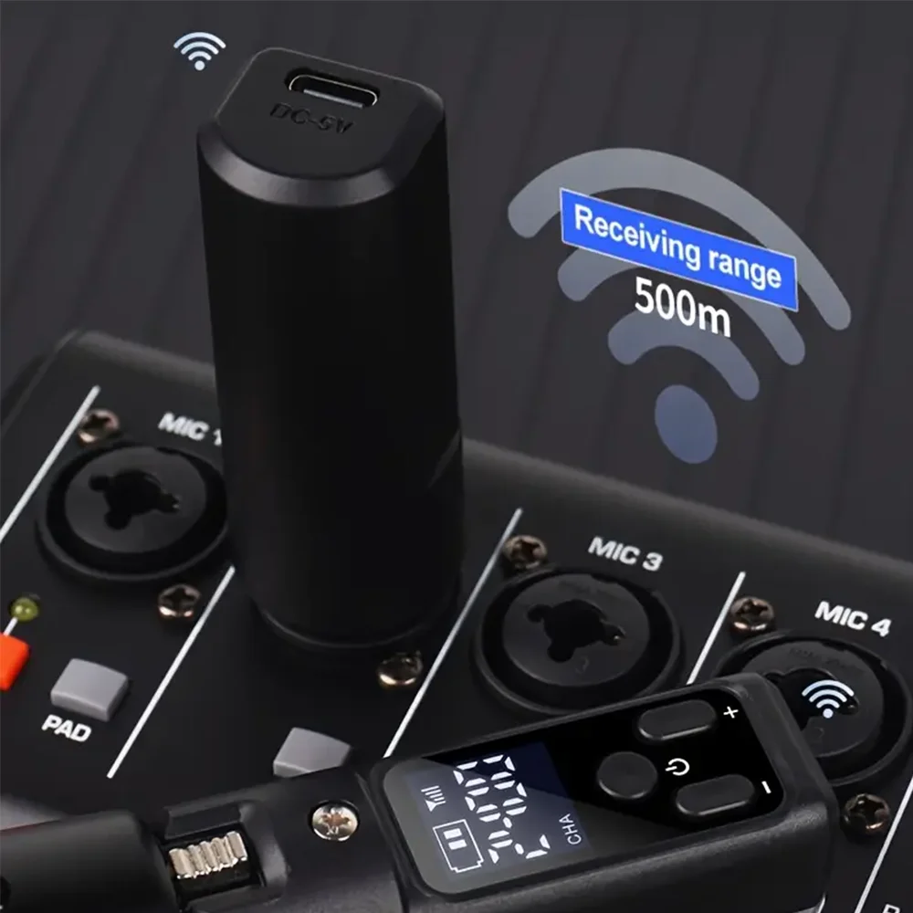 UHF XLR Adapter System Wireless Microphone Transmitter Receiver System for Dynamic Microphone Guitar Audio Mixer