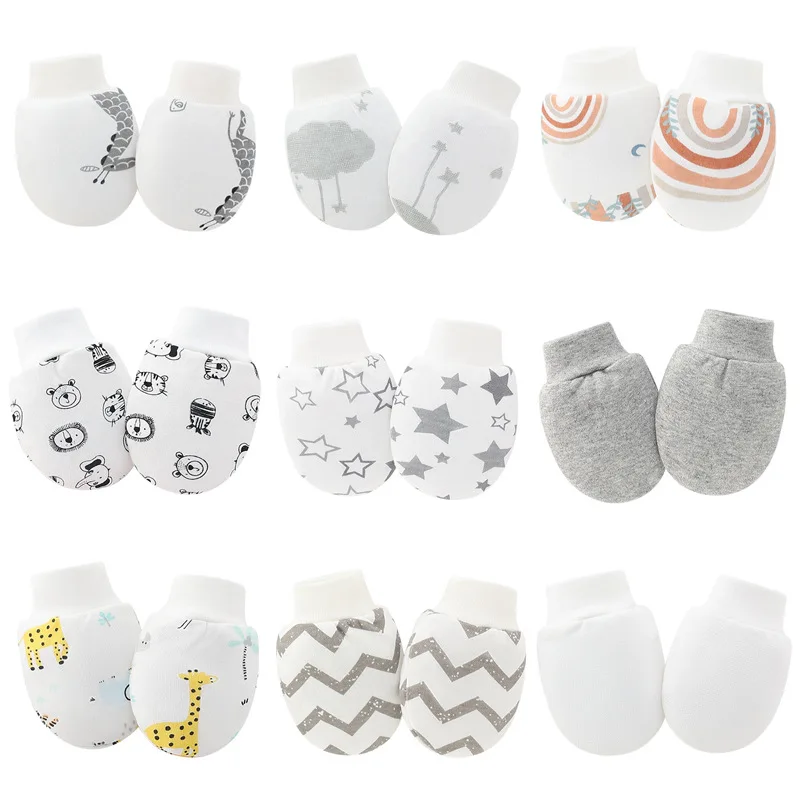 6Pairs/lot Newborn Gloves Soft Cotton Anti-Scratch Gloves Protection Face Baby Boy Mittens Cartoon Printed Girls Infant Supplies