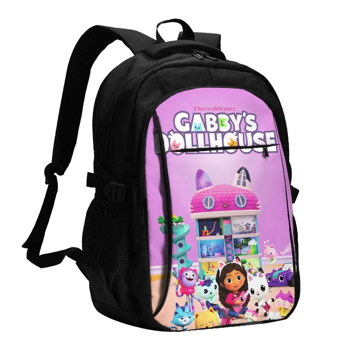 

Cartoon Gabbys Dollhouse Travel Laptop Backpack, Business Water Resistant Laptop Backpack with USB Charging Port, College Bag