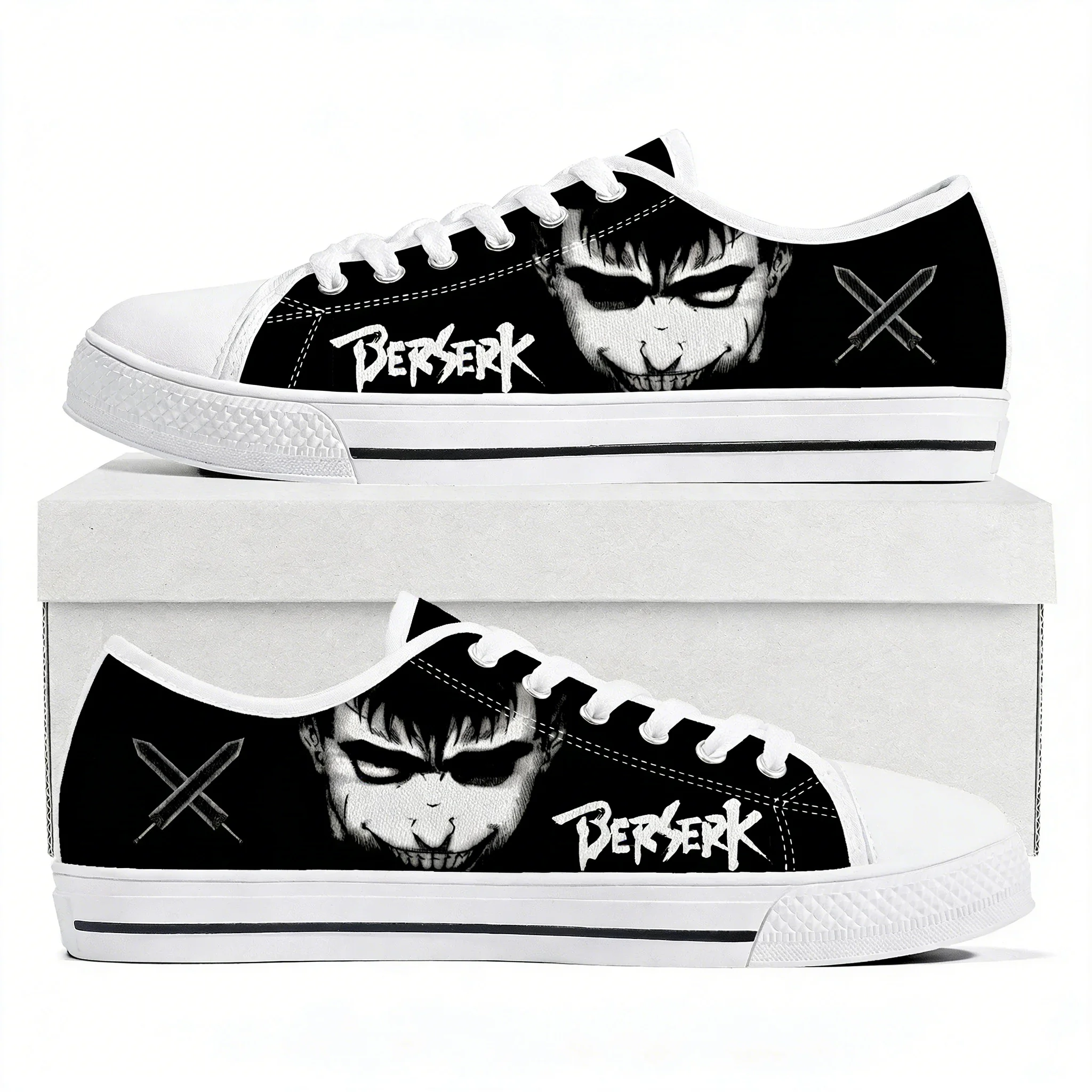 

Berserk Guts Black Swordsman Low Top Sneaker Men Women Canvas High Quality Sneaker Casual Custom Made Shoes Customize DIY Shoe