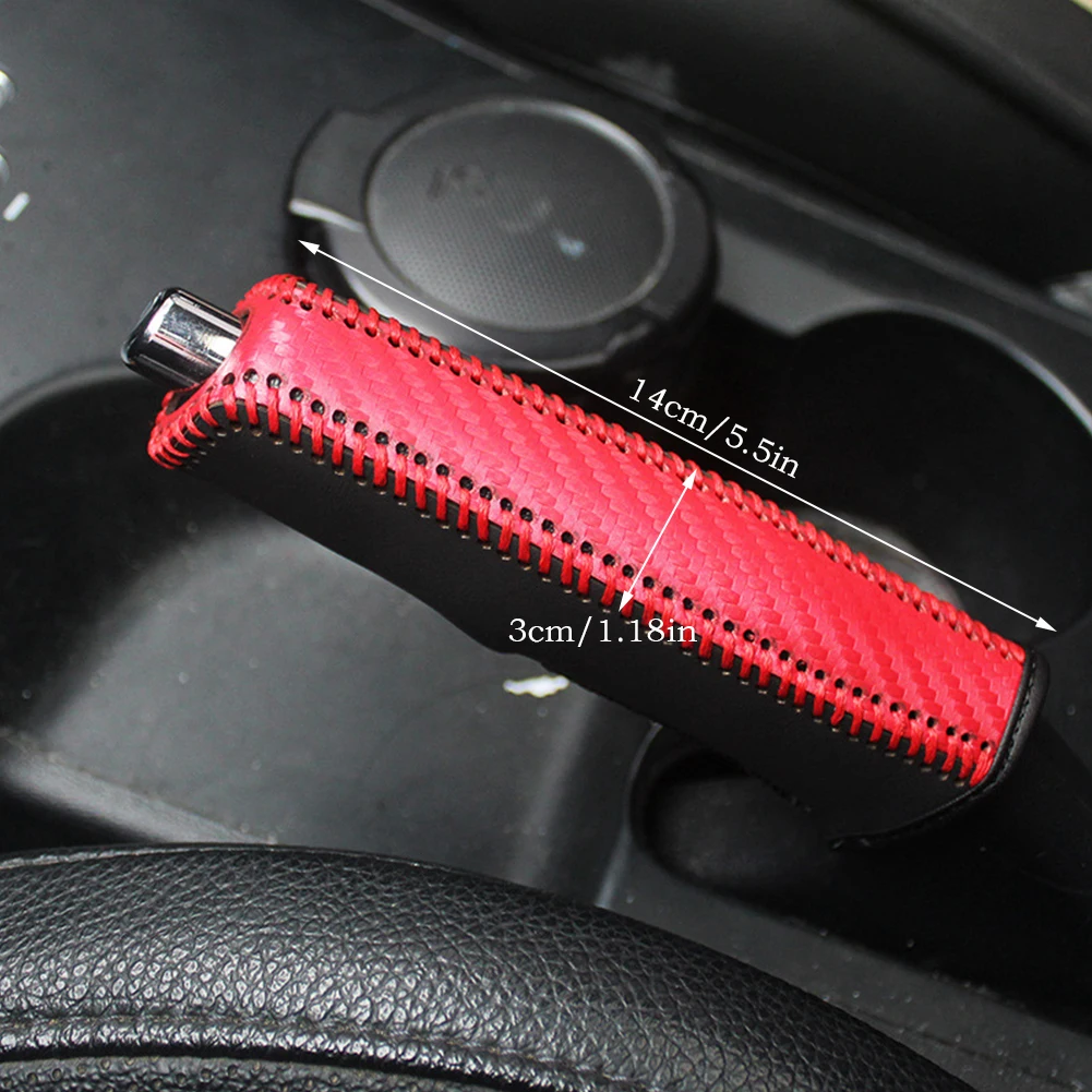Carbon Fiber Style Car Hand Brake Cover Universal Car Handbrake Sleeve PU Leather Cover Anti-Skid Auto Parking Brake protection