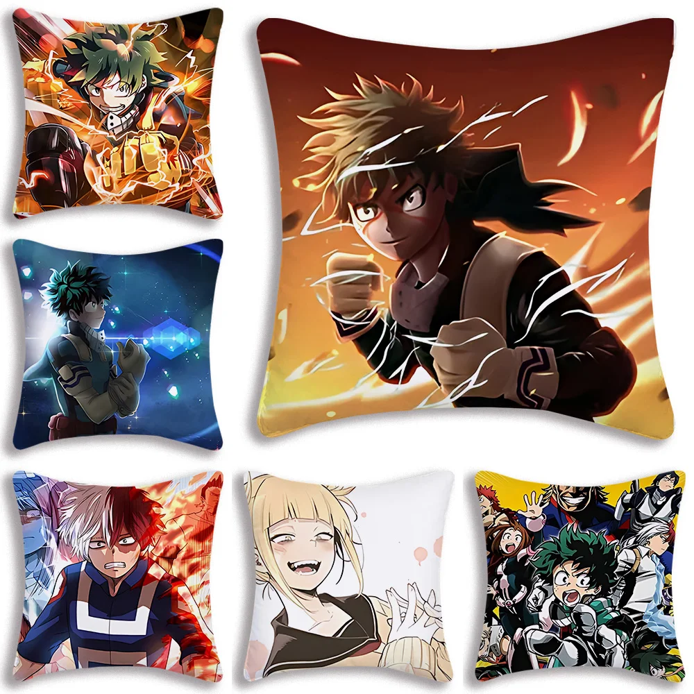 

Anime My Hero Academia Pillow Covers Cartoon Sofa Decorative Home Double-sided Printing Short Plush Cute Cushion Cover