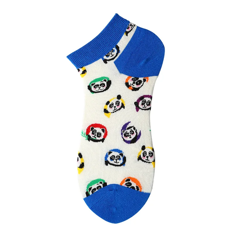 Spring Summer Socks Men Women Sock INS Brand Panda Printed Cotton Socks Europe America Street Short Low Cut Unisex Funny Sox