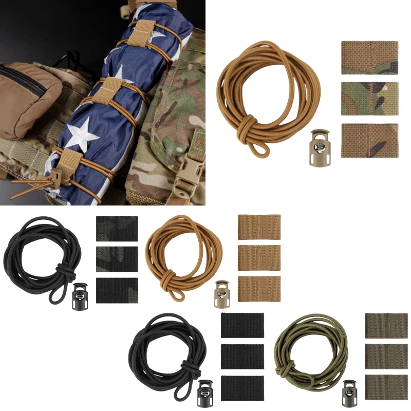 Elastic Bungee Fastener Strap with Cord Lock - Secure MOLLE Attachment for Camping Flags, Gear Retention & Outdoor Accessories