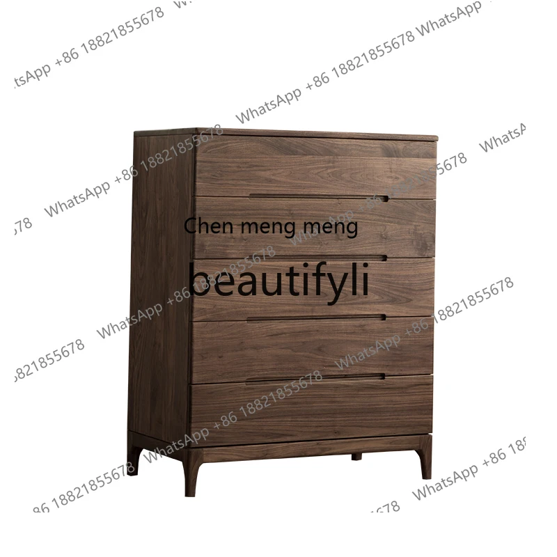 

N178 North American black walnut five bucket solid wood living room side cabinet storage cabinet TV cabinet