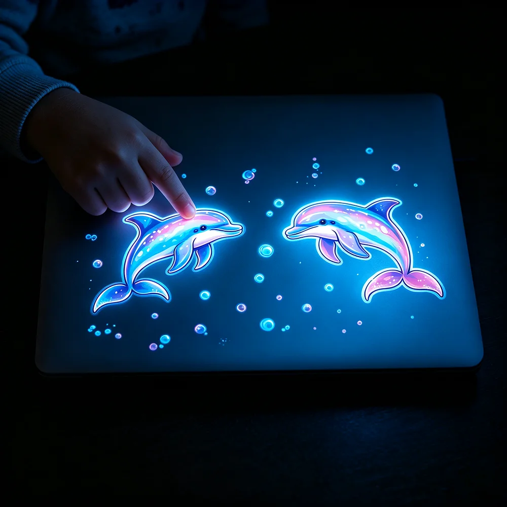 Glow in the Dark Dolphin Bubbles Wall Stickers Ocean Theme Kids Room Decor Removable Self-Adhesive Decals For Nursery Bathroom