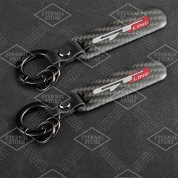 Car Keychain GT Line Logo Carbon Fibre Keyring Key Ring Holder For Kia Sorento Ceed Stonic Kona Sportage Stinger Rio Accessories