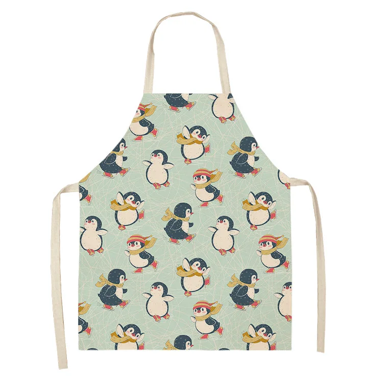 Penguin Apron Kitchen Linen Aprons Bibs Household Cleaning Pinafore Home Cooking Apron for Men Women Home Cleaning Tools